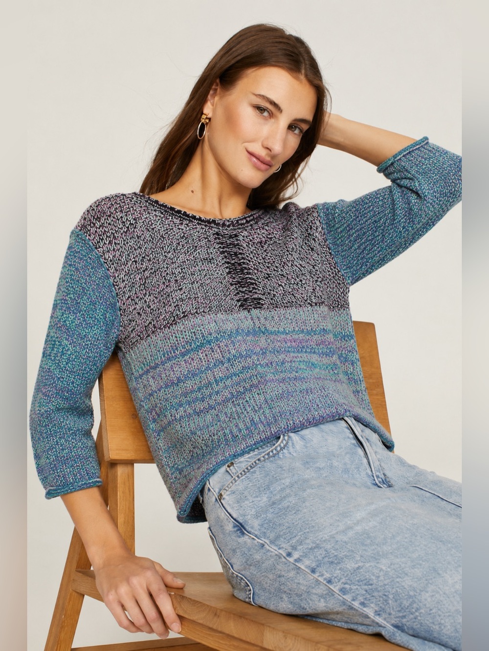 See by Chloe Marled Knit Sweater Jumper Cotton Blend Multi Color Size 4 246